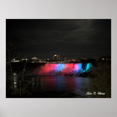 Niagara Falls View at Night Poster