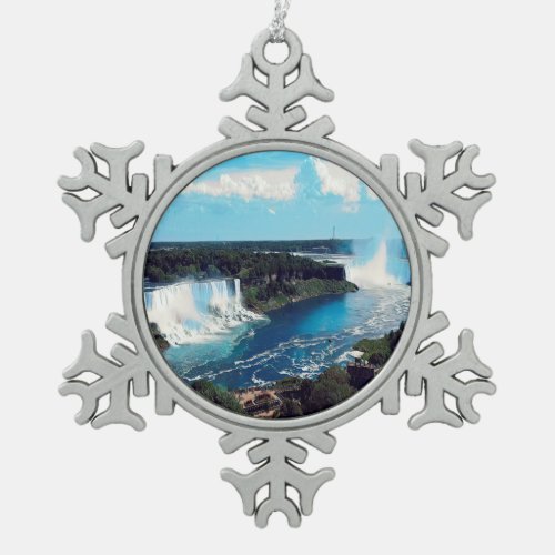 NIAGARA FALLS _ view Snowflake Pewter Christmas Ornament