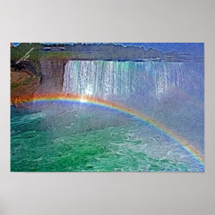 Niagra waterfalls rainbow poster