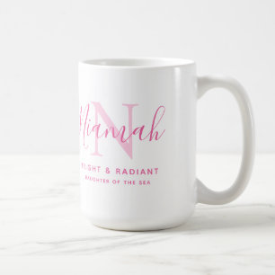 Niamah name meaning monogram pink text coffee mug