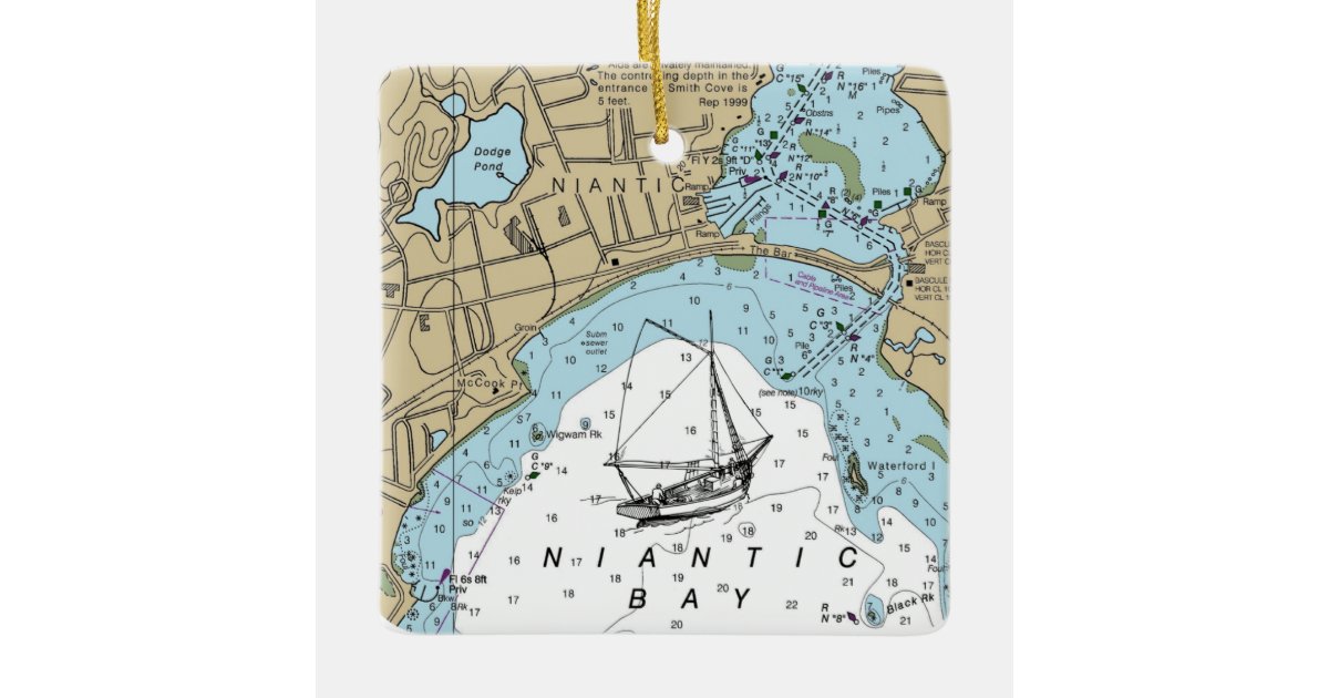Niantic CT Nautical Chart Ceramic Ornament Zazzle