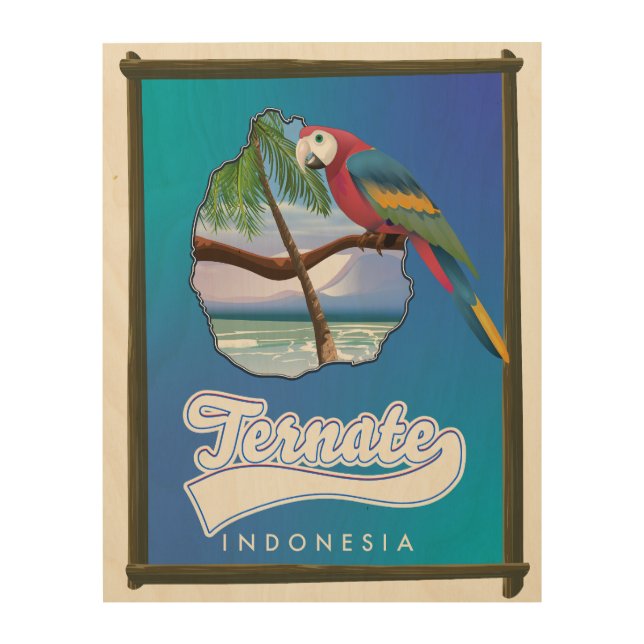 Nias Island Indonesia travel map  Wood Wall Art (Front)