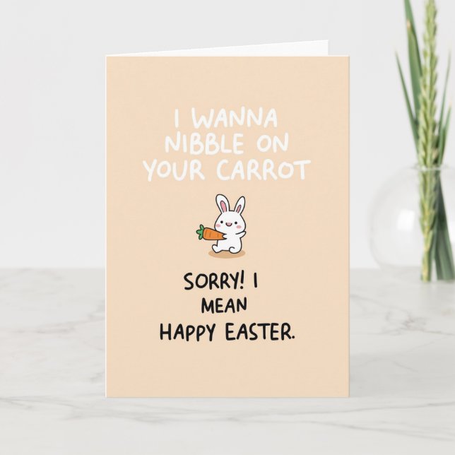 Nibble Carrot Happy Easter Card (Front)