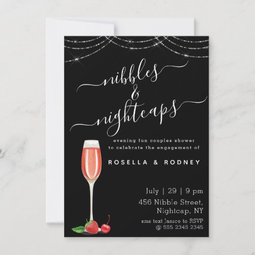 Nibbles Nightcaps Budget Couples Shower Invitation