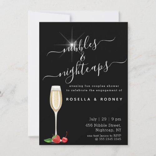 Nibbles Nightcaps Couples Shower Budget Invitation