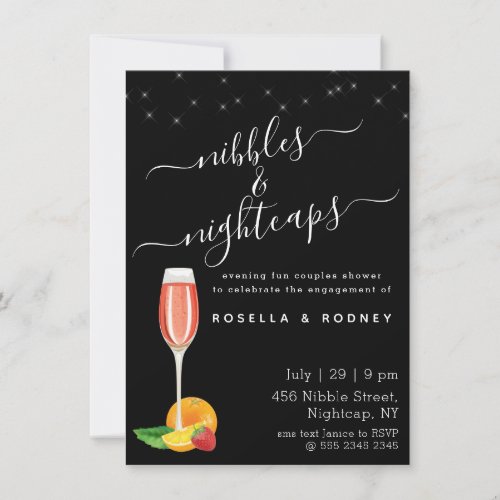 Nibbles Nightcaps Couples Shower Budget Invitation
