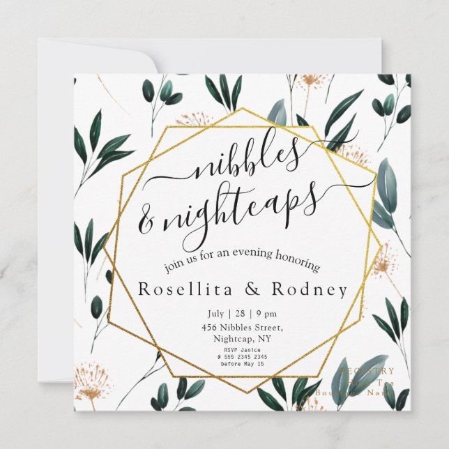 Nibbles & Nightcaps 🌙🥂 Engagement Party Invitation (Front)