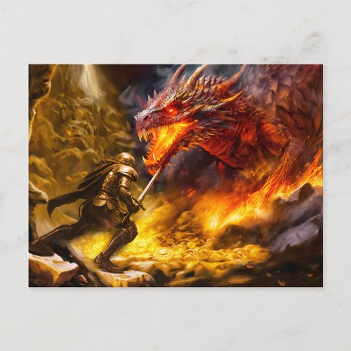 Nibelung hoard Siegfried  fights against dragon Postcard