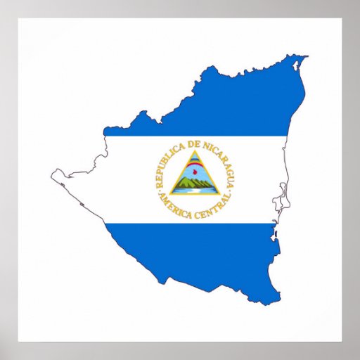 nicaragua country flag map shape symbol poster | Zazzle