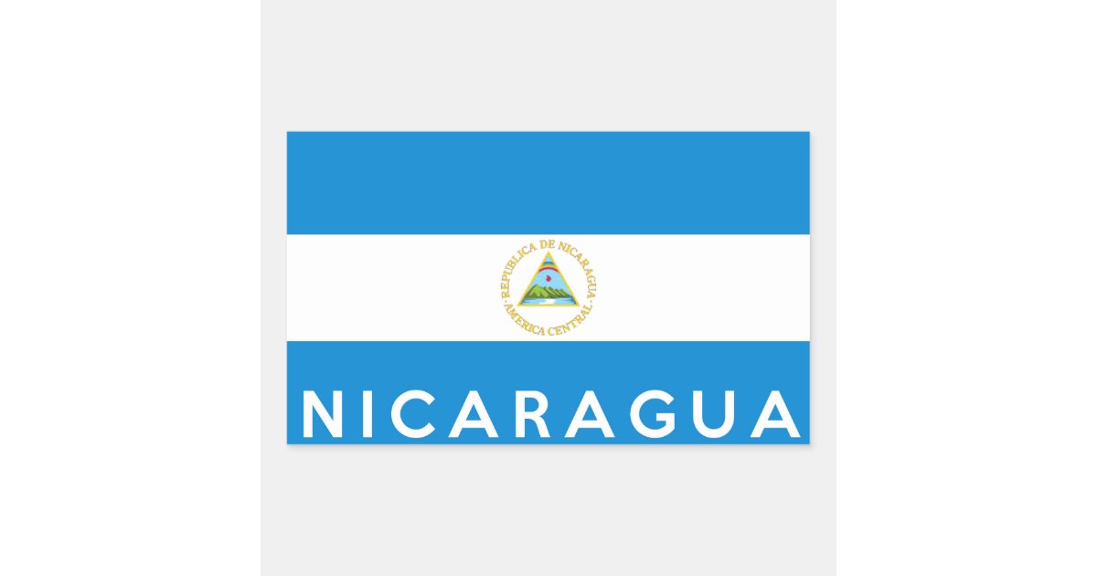nicaragua country flag symbol name text rectangular sticker | Zazzle