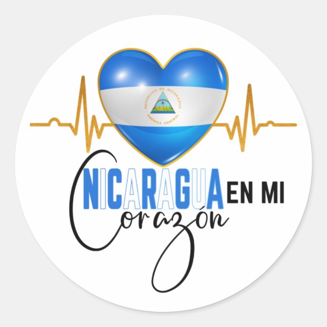 Nicaragua En mi Corazon Nicaraguan Pride  Classic Round Sticker (Front)