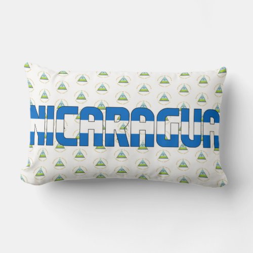 Nicaragua Flag and Coat of Arms Patriotic Lumbar Pillow