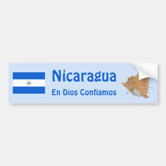 Nicaragua Flag and Map Bumper Sticker