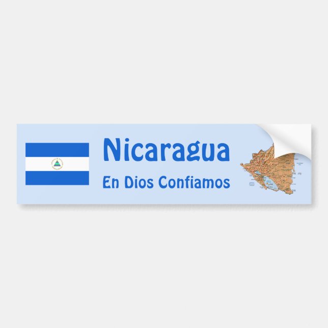 Nicaragua Flag and Map Bumper Sticker (Front)