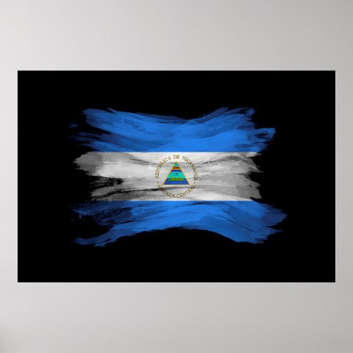 Nicaragua flag brush stroke national flag poster