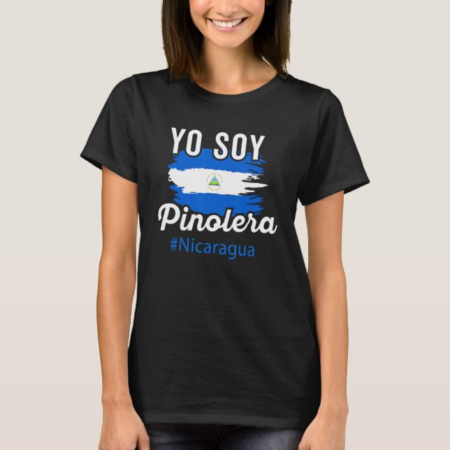 Nicaragua Flag Camiseta Nicaraguan Women Mujer Pin T-Shirt (Front)