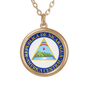 NICARAGUA - flag/emblem/coat of arms/symbol Gold Plated Necklace