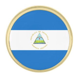 Nicaragua Flag Gold Finish Lapel Pin