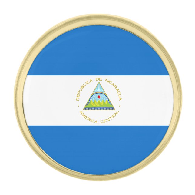 Nicaragua Flag Gold Finish Lapel Pin (Front)