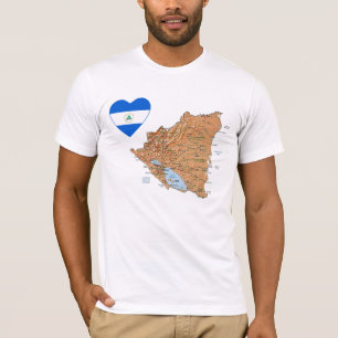 Nicaragua Flag Heart and Map T-Shirt