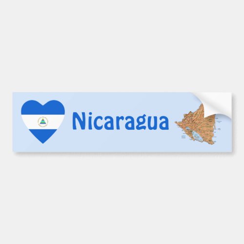 Nicaragua Flag Heart  Map Bumper Sticker