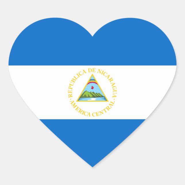 Nicaragua Flag Heart Sticker (Front)