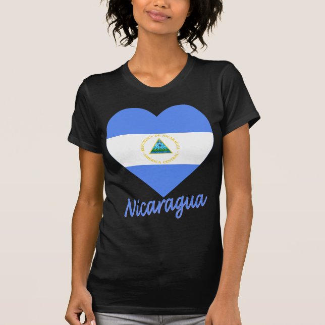 Nicaragua Flag Heart T-Shirt (Front)