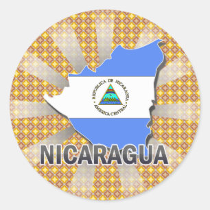 Nicaragua Flag Map 2.0 Classic Round Sticker
