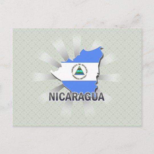 Nicaragua Flag Map 2.0 Postcard | Zazzle.com