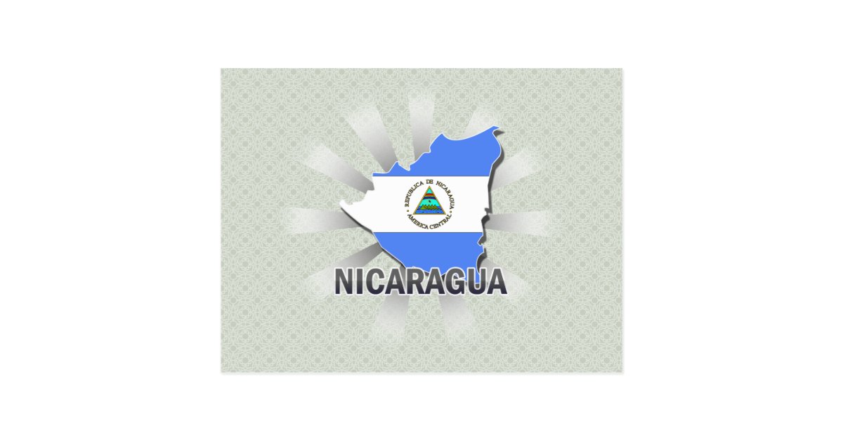 Nicaragua Flag Map 2.0 Postcard | Zazzle