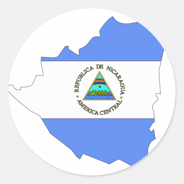 Nicaragua flag map classic round sticker (Front)