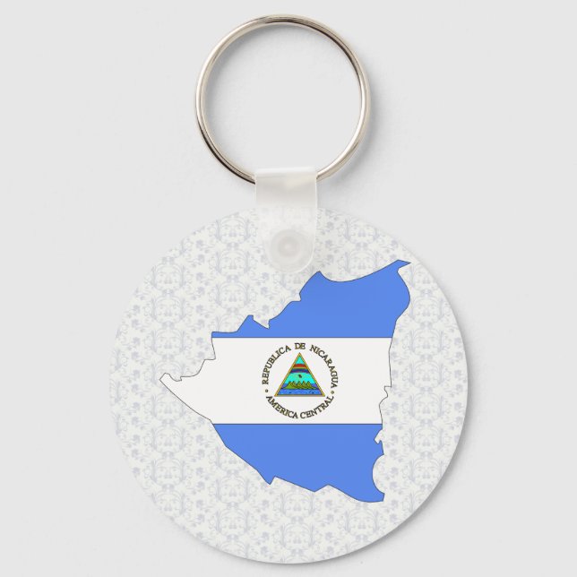 Nicaragua Flag Map full size Keychain (Front)