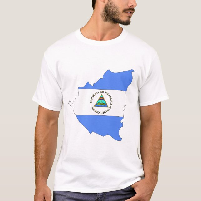 Nicaragua flag map T-Shirt (Front)