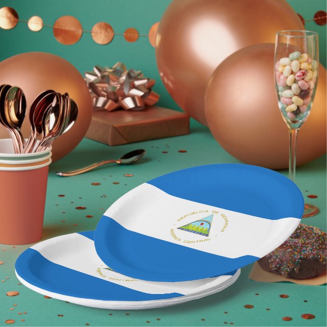 Nicaragua flag paper plates (Multi)