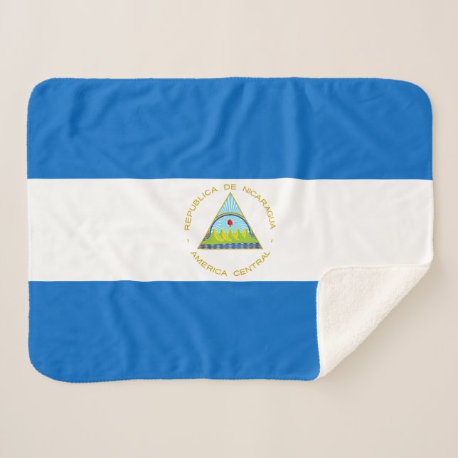 Nicaragua Flag Sherpa Blanket (Front (Horizontal))