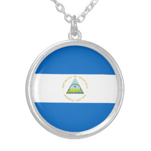 Nicaragua Flag Silver Plated Necklace