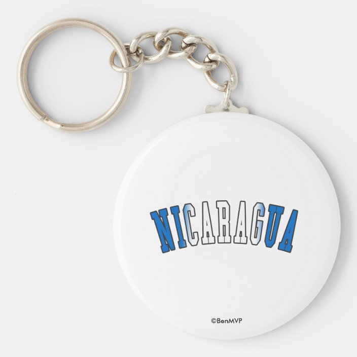 Nicaragua in National Flag Colors Keychain