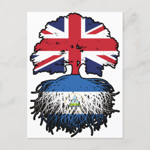 Nicaragua Nicaraguan British UK Tree Roots Flag Postcard