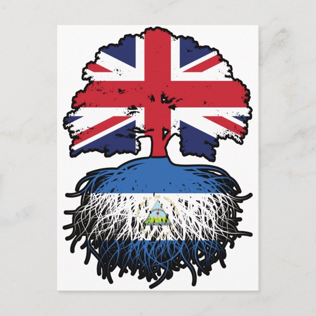 Nicaragua Nicaraguan British UK Tree Roots Flag Postcard (Front)