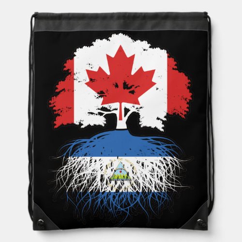 Nicaragua Nicaraguan Canadian Canada Tree Roots Drawstring Bag