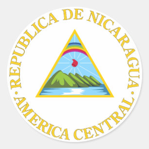 Nicaragua Official Coat Of Arms Heraldry Symbol Classic Round Sticker