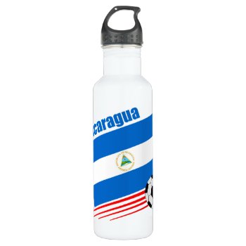 Nicaragua Soccer Team Water Bottle by worldwidesoccer at Zazzle