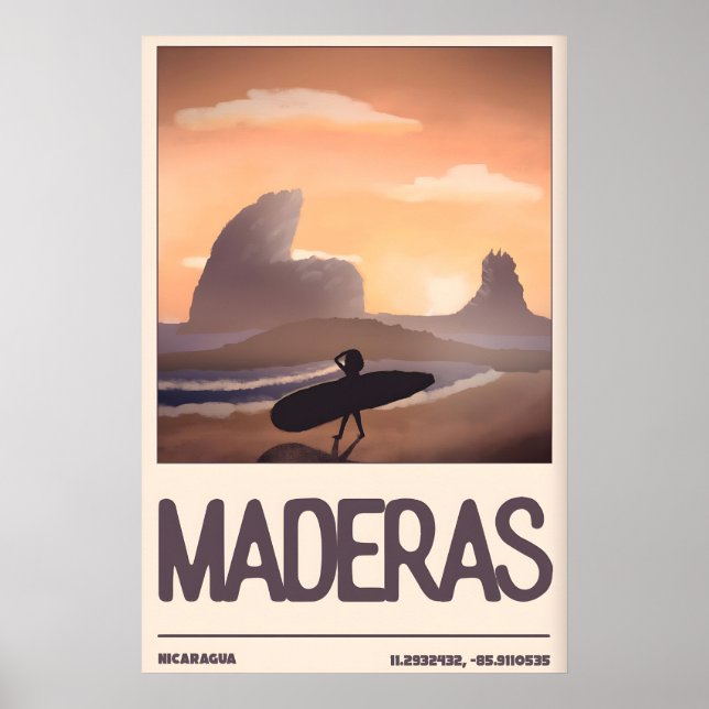 Nicaragua Surfer Wall Art, Maderas Beach Poster (Front)