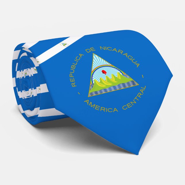 Nicaraguan Flag & Coat of Arms, Flag of Nicaragua Neck Tie (Rolled)