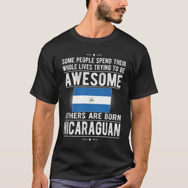 Nicaraguan Flag Nicaragua Proud Nicaraguan Roots T-Shirt (Front)