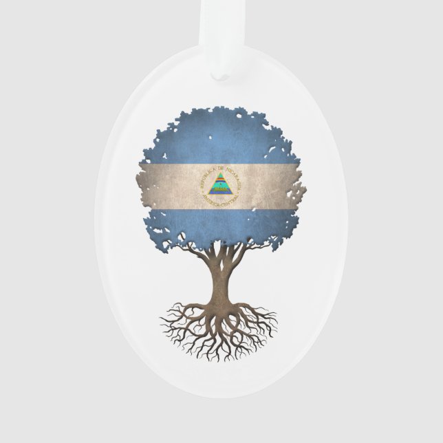 Nicaraguan Flag Tree of Life Customizable Ornament (Back)