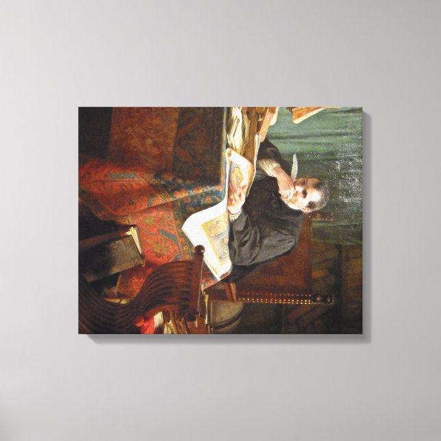 Niccolò Machiavelli in his study, by Stephano Ussi Canvas Print (Front)