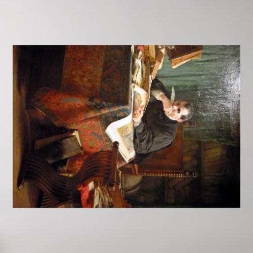 Niccol Machiavelli in his study by Stephano Ussi Poster