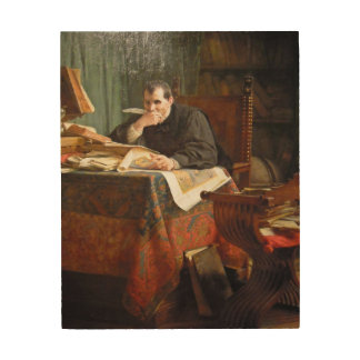 Niccolò Machiavelli in his study, by Stephano Ussi Wood Wall Decor