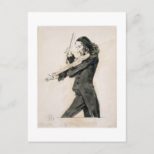 Niccolo Paganini 1782_1840 Playing the Violin 1 Postcard